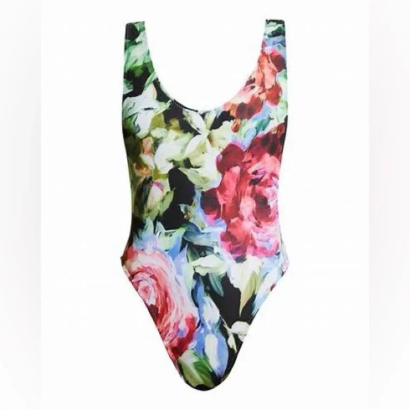 NWT Norma Kamali Women's Rose Garden Marissa One-Piece Size Medium Swimsuit - Picture 4 of 14
